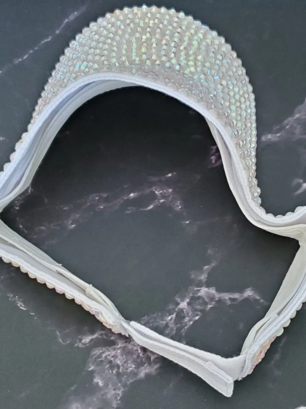 Sparkling Bedazzled Covered Sun Visor, Adjustable, Breathable Sun Cap White - Picture 3 of 10
